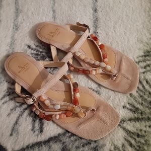 J. Shoes Juno Beaded Stone Sandals Size 9